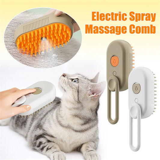 Ultimate 3-in-1 Electric Pet Grooming Brush with Steam & Spray - Effortless Hair Removal & Relaxing Massage for Cats and Dogs